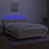 vidaXL Cama box spring colch&oacute;n y luces LED tela crema 140x190 cm