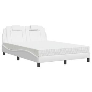 vidaXL Cama Viana con colch&oacute;n cuero sint&eacute;tico blanco 140x190 cm