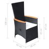 vidaXL Juego de comedor para jard&iacute;n de 7 piezas negro