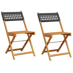 vidaXL Sillas plegables 2 uds madera maciza de acacia rat&aacute;n PE negro