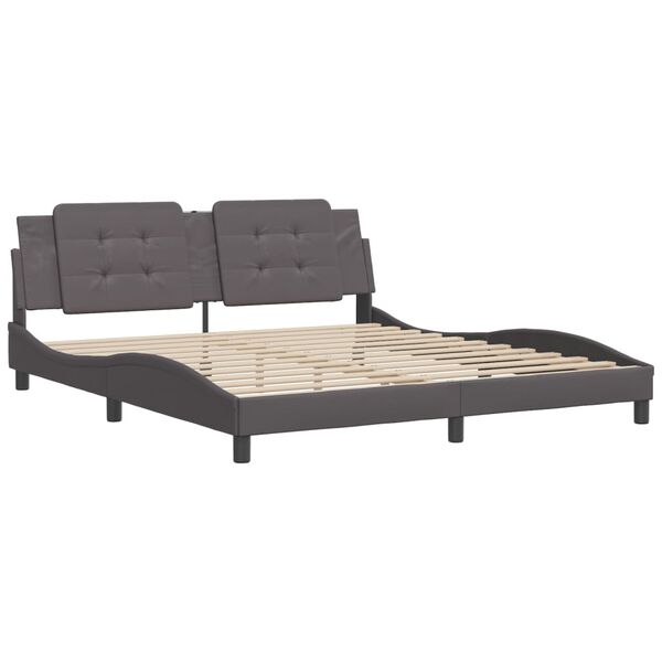 vidaXL Estructura de cama sin colch&oacute;n Zadar cuero sint&eacute;tico gris 180x200 cm