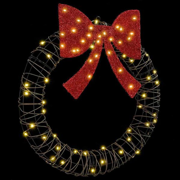 vidaXL Corona con 60 LED cálido 75 cm Ratán