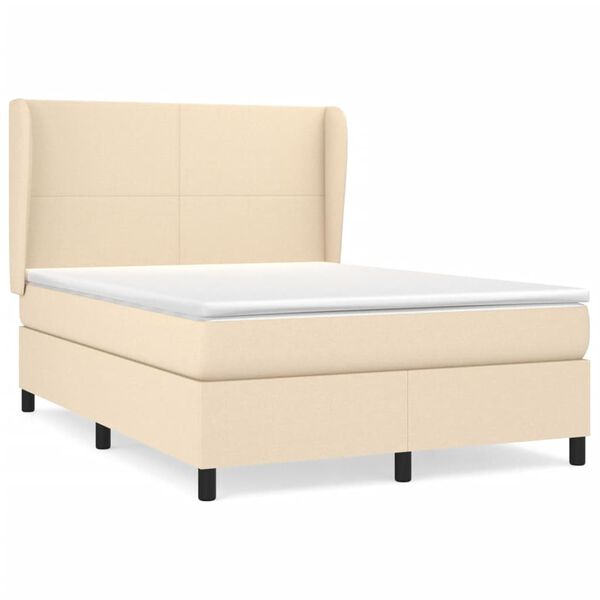 vidaXL Cama box spring con colch&oacute;n tela color crema 140x200 cm
