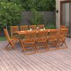 vidaXL Set comedor de jard&iacute;n 11piezas madera maciza acacia 220x90x75cm