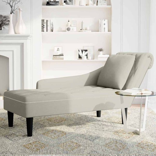 vidaXL Chaise longue con reposabrazos derecho terciopelo crema