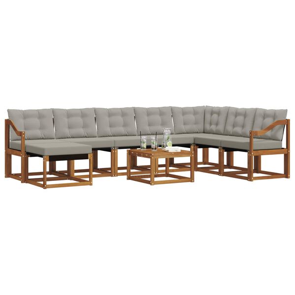 vidaXL Conjunto de sof&aacute;s de exterior 9 pcs Gris Natural y Claro