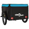 vidaXL Remolque para bicicleta hierro negro y azul 45 kg