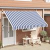 vidaXL Toldo manual retr&aacute;ctil 350 cm azul y blanco a rayas