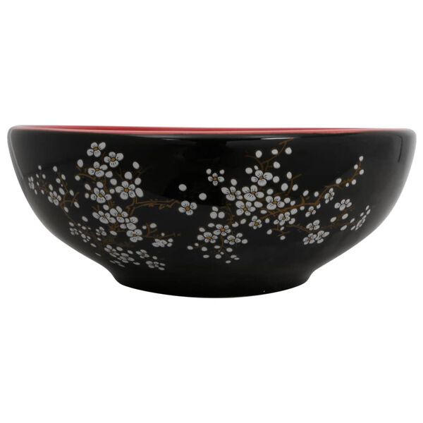 vidaXL Lavabo sobre encimera redondo cerámica rojo y negro Φ41x14 cm
