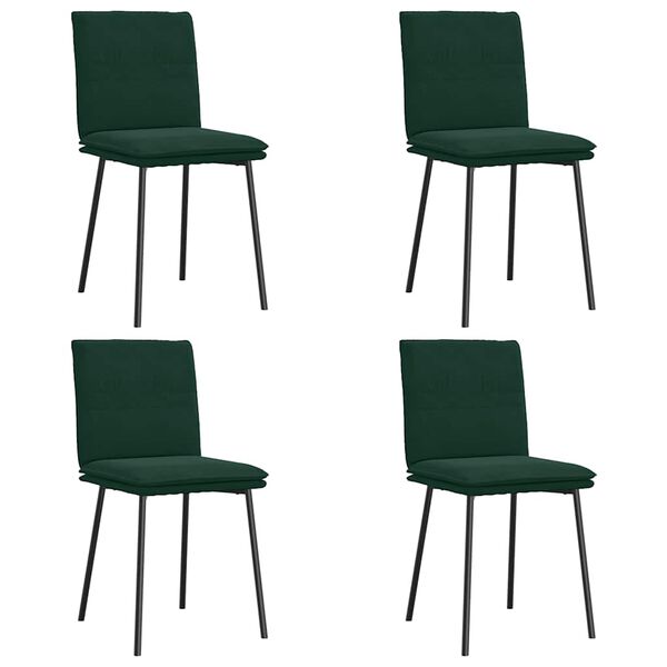vidaXL Sillas de comedor 4 unidades terciopelo verde oscuro