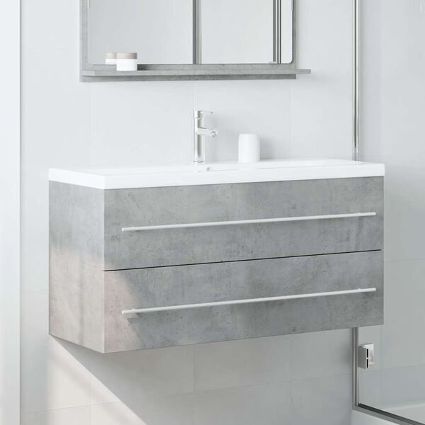vidaXL Armario para lavabo contrachapada gris hormig&oacute;n 100x38,5x48 cm