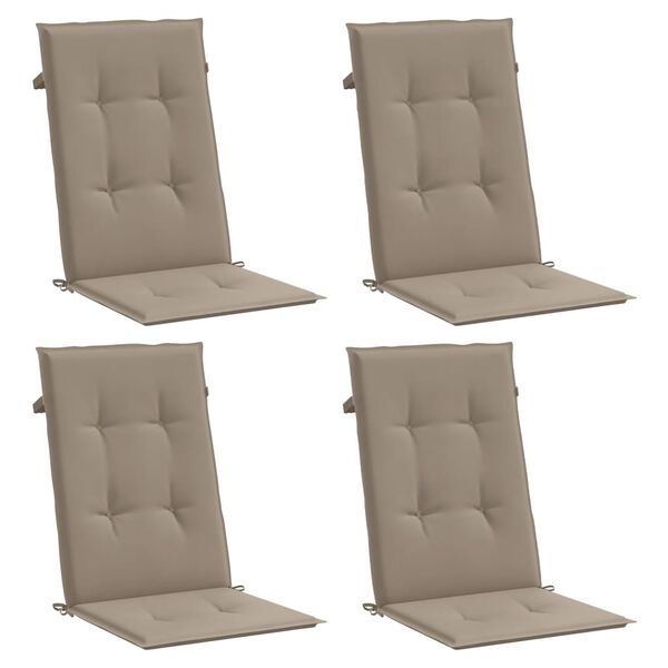 vidaXL Cojín silla de jardín respaldo alto 4 uds tela taupé 120x50x3cm
