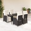 vidaXL Set de muebles jard&iacute;n 5 pzas con cojines rat&aacute;n sint&eacute;tico negro