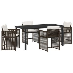 vidaXL Conjunto de Comedor de Jard&iacute;n 5 pcs Marr&oacute;n rat&aacute;n sint&eacute;tico