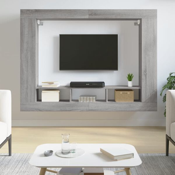 vidaXL Mueble de TV madera de ingenier&iacute;a gris Sonoma 152x22x113 cm