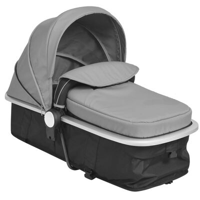 vidaXL Cochecito/Silla de bebé 2 en 1 aluminio gris y negro