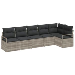 vidaXL Juego de Sof&aacute; 6 uds. Gris Claro rat&aacute;n sint&eacute;tico