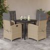 vidaXL Set comedor de jard&iacute;n 5 pzas con cojines rat&aacute;n sint&eacute;tico beige