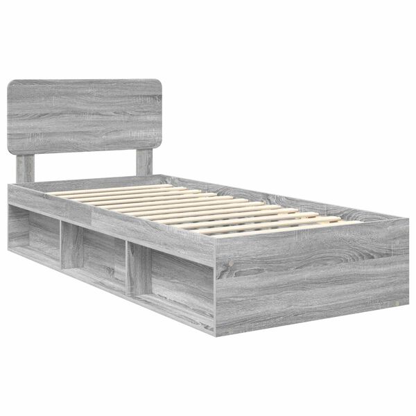 vidaXL Estructura de cama con cabecera Gris Sonoma 100 x 200 cm