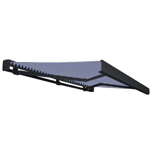 vidaXL Toldo de carrete motorizado azul y blanco 350x250 cm