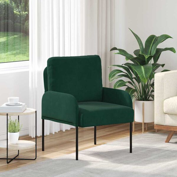 vidaXL Sof&aacute;s con coj&iacute;n 55cm Verde oscuro Madera contrachapada