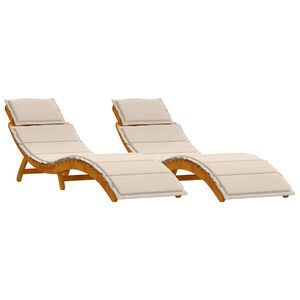 vidaXL Tumbona 2 uds. Madera de Acacia S&oacute;lida Blanco Crema