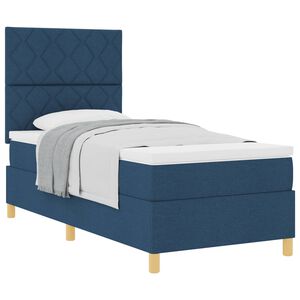vidaXL Cama tipo Box Spring con colch&oacute;n Azul 90 x 200 cm tela