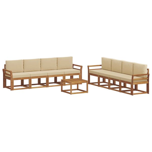 vidaXL Conjunto de sof&aacute;s de exterior con coj&iacute;n 9 pcs Natural y Beige