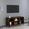 vidaXL Mueble de TV con patas de metal roble ahumado 103,5x30x50 cm