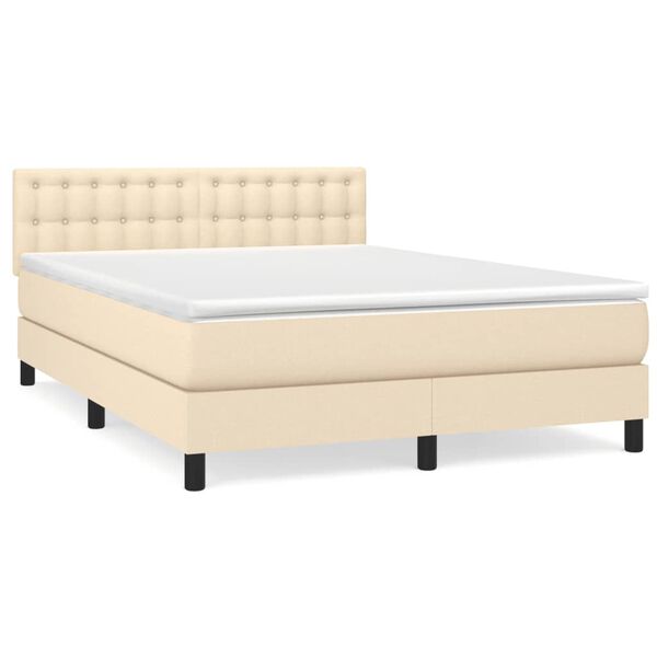 vidaXL Cama box spring con colch&oacute;n tela color crema 140x190 cm