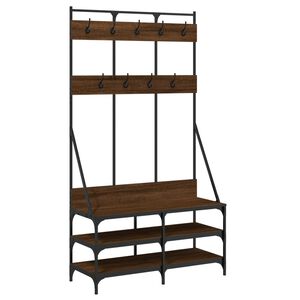 vidaXL Perchero con zapatero roble marr&oacute;n 100x40x184 cm