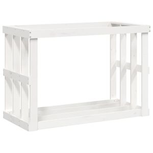 vidaXL Soporte para le&ntilde;a de exterior madera pino blanco 108x52x74 cm