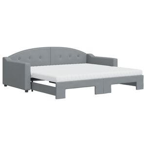vidaXL Sof&aacute; cama nido con colch&oacute;n tela gris claro 90x190 cm