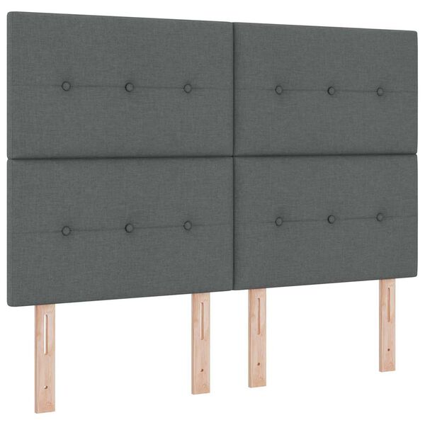 vidaXL Cama tipo Box Spring con colch&oacute;n Gris oscuro 140 x 200 cm tela
