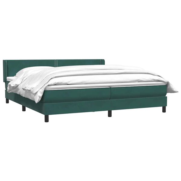 vidaXL Cama box spring con colch&oacute;n terciopelo verde oscuro 180x220 cm