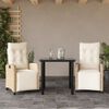 vidaXL Set comedor de jard&iacute;n 3 pzas con cojines rat&aacute;n sint&eacute;tico beige