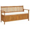 vidaXL Banco de almacenaje con coj&iacute;n de madera maciza de acacia 148 cm