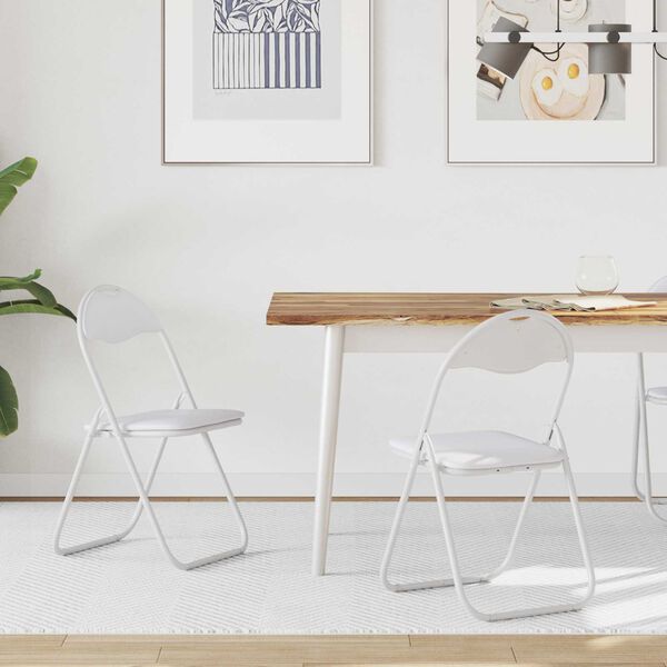 vidaXL Silla Plegable 2 pcs y gris 48 x 43,5 x 81 cm Cuero sint&eacute;tico