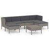 vidaXL Set de muebles de jardín 7 pzas y cojines ratán sintético gris