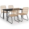 vidaXL Juego de comedor para jard&iacute;n 5 piezas rat&aacute;n sint&eacute;tico y vidrio