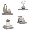 vidaXL Estantes flotantes de pared 4 uds MDF gris 23x23,5x3,8 cm