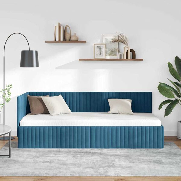 vidaXL Estructura de cama en esquina Azul 80 cm x 200 cm Terciopelo