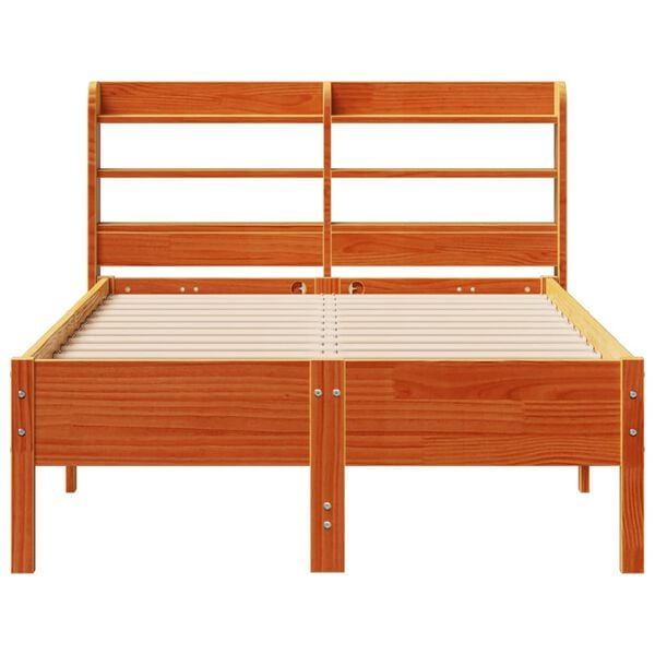 vidaXL Estructura de cama sin colch&oacute;n madera maciza marr&oacute;n 120x190 cm
