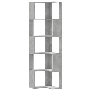 vidaXL Estanter&iacute;a esquina 5 niveles madera gris hormig&oacute;n 50x50x179 cm