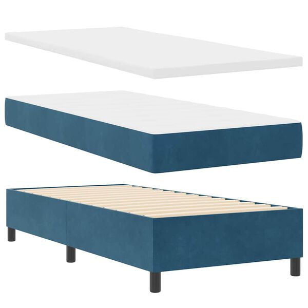 vidaXL Cama tipo Box Spring Azul oscuro 90 x 190 cm Terciopelo