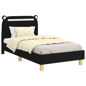 vidaXL Cama para niños con cabecero Negro 80 x 160 cm tela