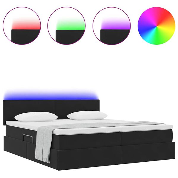 vidaXL Cama con tira de luces LED Negro 200 x 200 cm Terciopelo