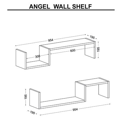 Homemania Set de estantería de pared Angel 95,4x19,5x19,5 cm antracita