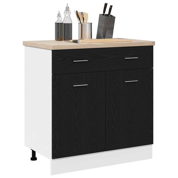 vidaXL Mueble colgante con caj&oacute;n Roble Negro 80 x 31 x 81,5 cm
