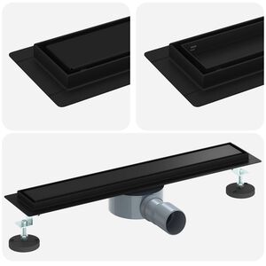 vidaXL Desag&uuml;e de ducha 2 en 1 con sif&oacute;n de 360&deg; Negro 50 cm